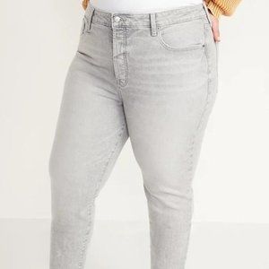Old Navy High-Waisted O.G. Straight Button-Fly Gray Cut-Off Jeans for Women NWT